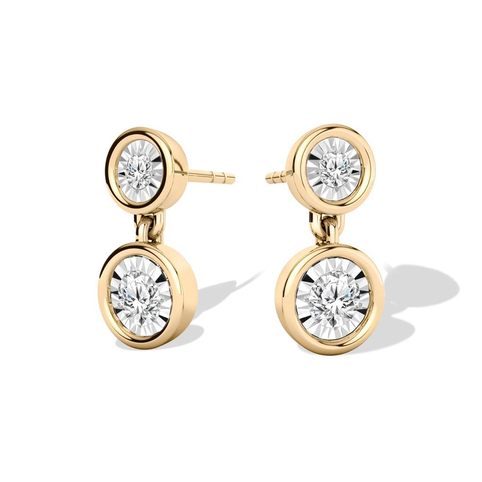Diamond Round Drop Earrings in 10K Yellow Gold (1/3 ct. tw.) – Image 1 of 2