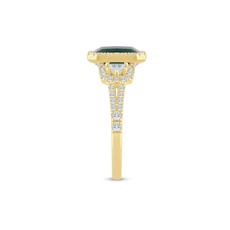 Marlena Lab-Created Emerald and Lab Grown Diamond Engagement Ring in 14K Yellow Gold (7/8 ct. tw.) – Image 3 of 3
