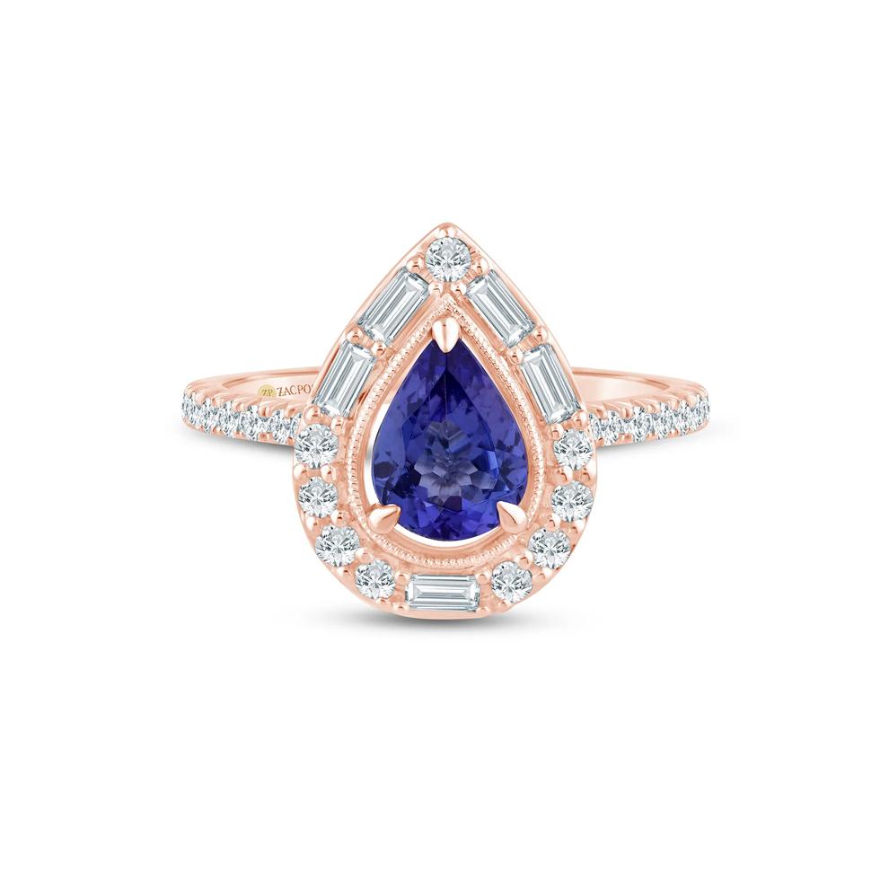 Tanzanite and Lab Grown Diamond Wedding Band in 14K Rose &amp; Yellow Gold (1/2 ct. tw.) – Image 1 of 3
