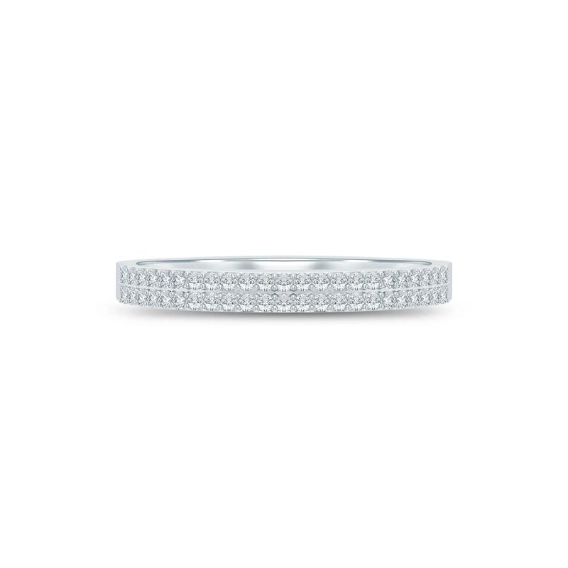Double Row Diamond Stack Band in 10K White Gold &#40;1/8 ct. tw.&#41; – Image 1 of 3