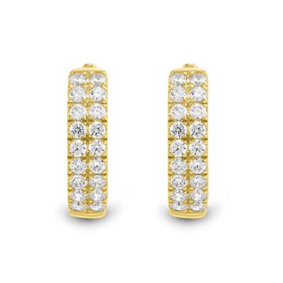 Lab Grown Diamond Two-Row Hoop Earrings in 14K Gold