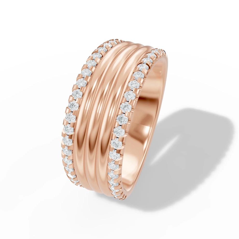 Lab Grown Diamonds Ribbed Multi-Row Band in 10K Rose Gold (3/8 ct. tw.) – Image 4 of 4