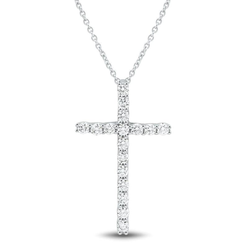 Lab Grown Diamond Cross Pendant in 14K White Gold &#40;5/8 ct. tw.&#41; – Image 1 of 3
