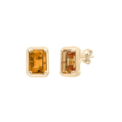 Gemstone Faux Bezel Earrings in 10K Gold