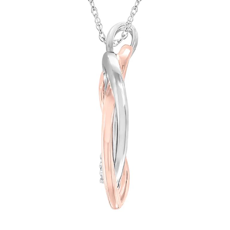 Double Heart Pendant with Diamond Accents in 10K White &amp; Rose Gold – Image 2 of 3
