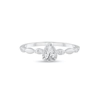 Lab Grown Diamond Pear-Shaped Illusion Center Promise Ring in 10K White Gold (1/3 ct. tw.)