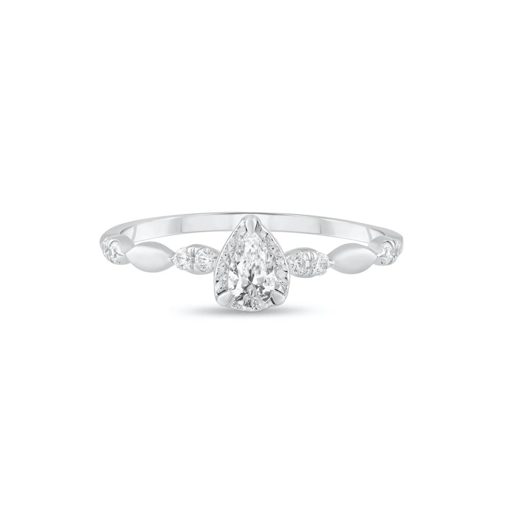 Lab Grown Diamond Pear-Shaped Illusion Center Promise Ring in 10K White Gold (1/3 ct. tw.) – Image 1 of 4