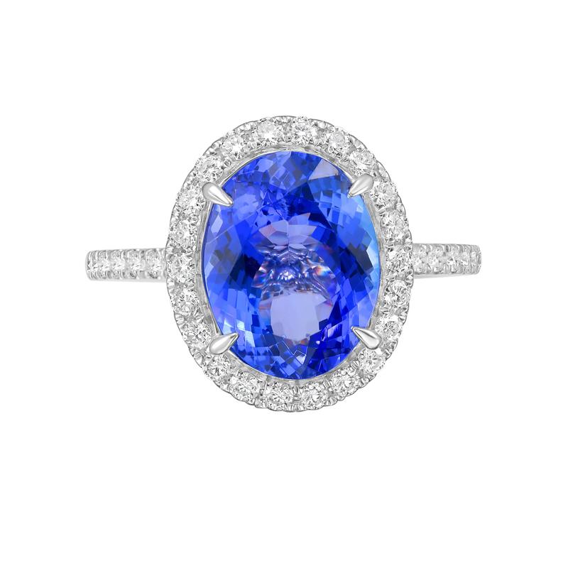 Tanzanite &amp; Diamond Halo Ring in 14K White Gold &#40;3/8 ct. tw.&#41; – Image 1 of 3
