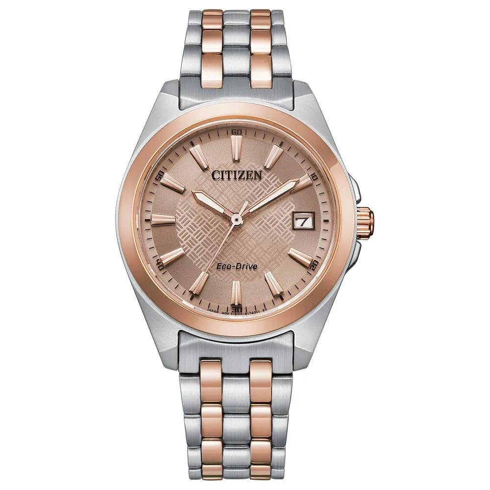 Citizen Corso Brown Watch, Two-Tone Rose Stainless Steel