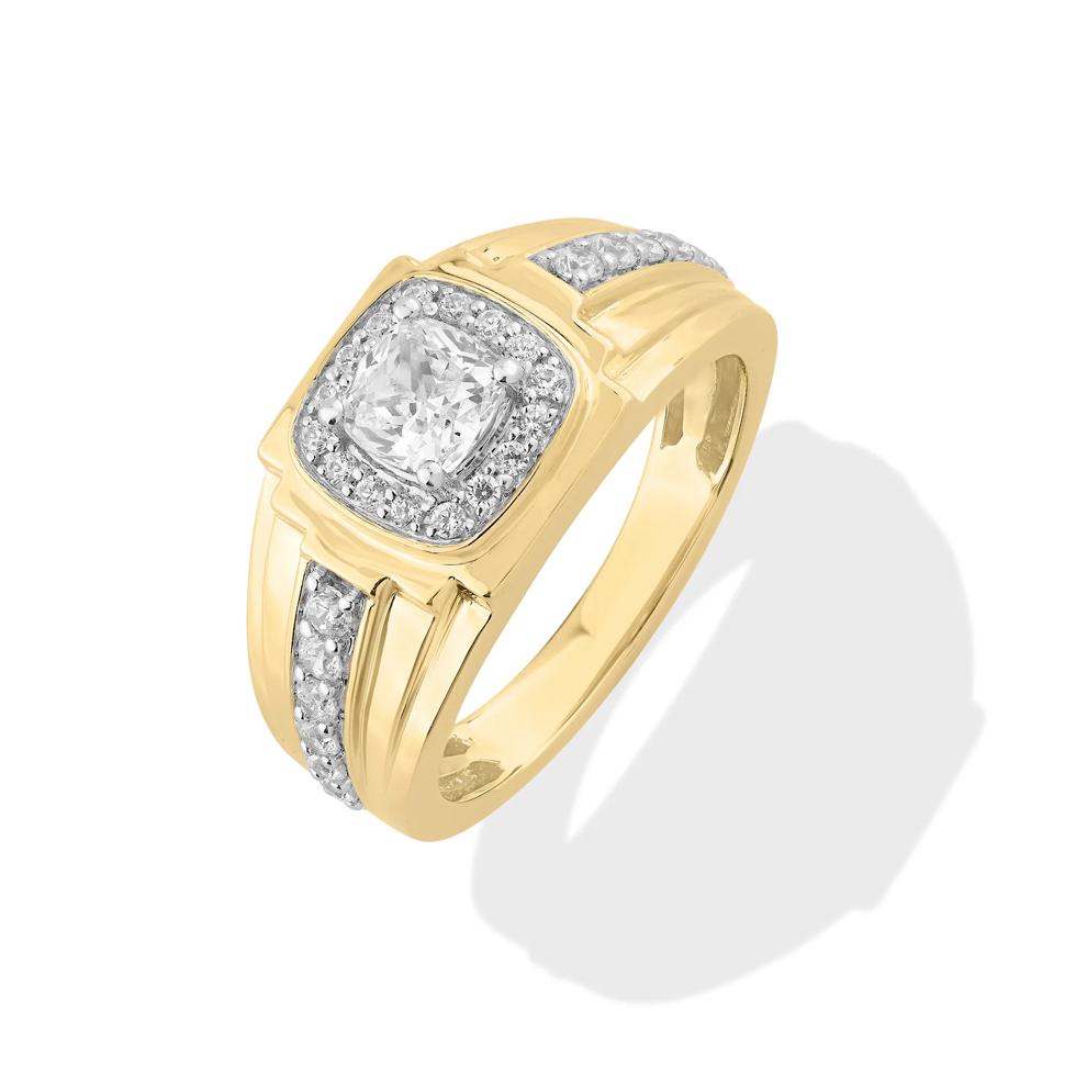 Men's Lab Grown Diamond Round &amp; Cushion Ring in 10K Yellow Gold (1 1/2 ct. tw.) – Image 2 of 4