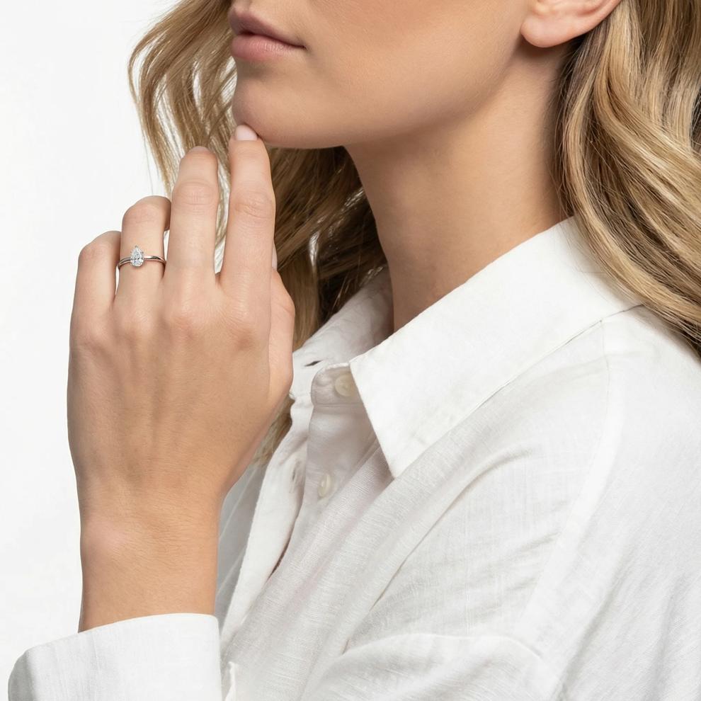 Lab Grown Diamond Pear-Shaped Solitaire Engagement Ring in 14k white gold (1 ct.) – Image 4 of 4