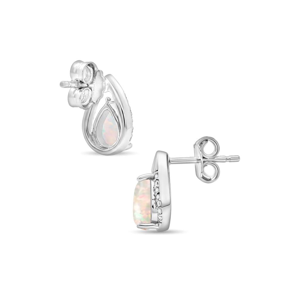 Lab-Created Opal &amp; Diamond Pear-Shaped Drop Pendant &amp; Earrings Boxed Set in Sterling Silver (1/10 ct. tw.) – Image 3 of 7