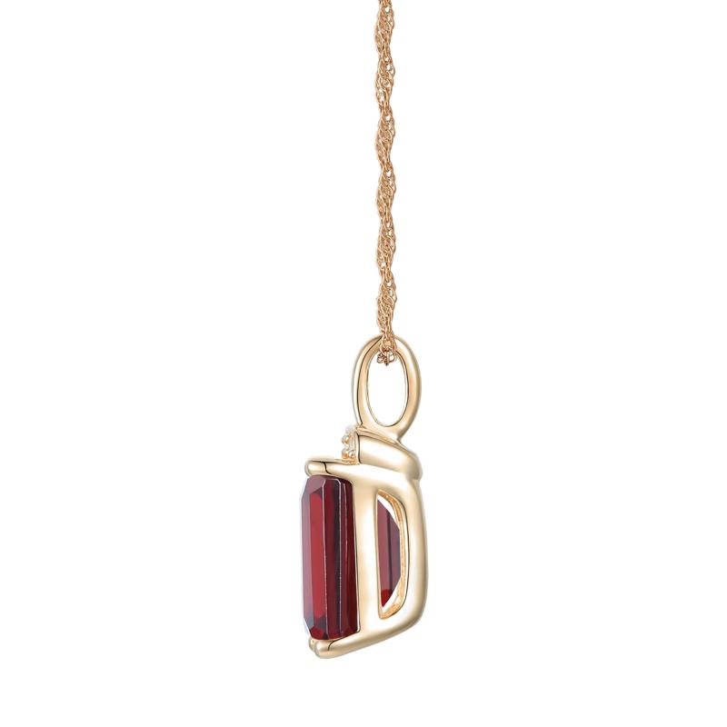 Garnet and Diamond Accent Pendant in 10K Yellow Gold – Image 2 of 3