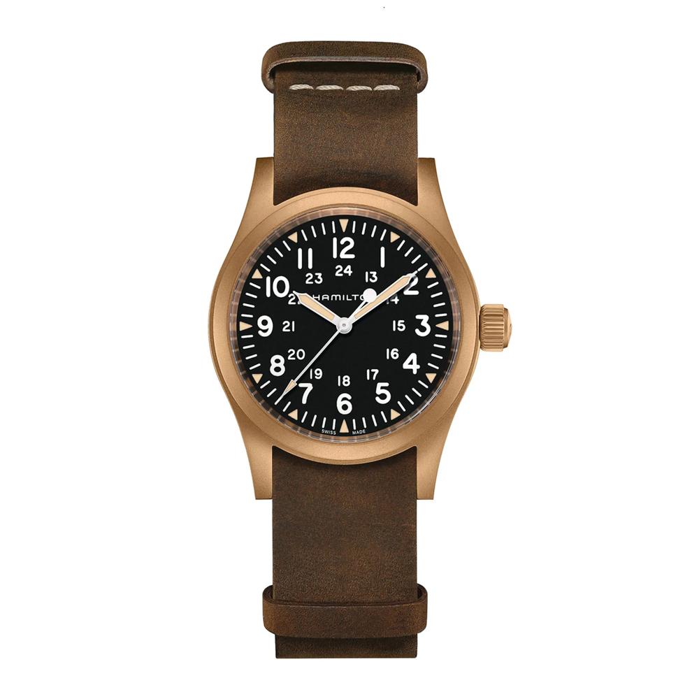 Khaki Field Mechanical Bronze Watch with Brown Leather Strap – Image 1 of 3
