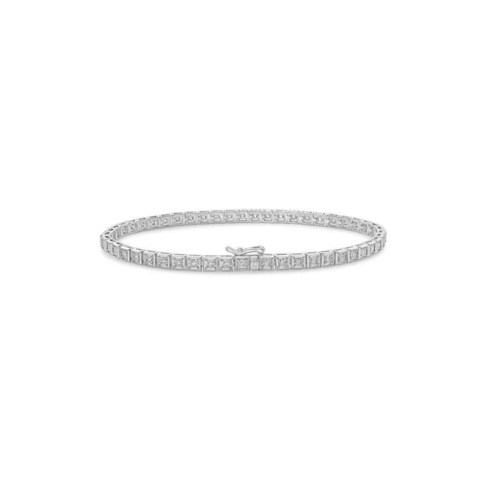 Men's Diamond Square Cluster Tennis Bracelet in Sterling Silver (1/2 ct. tw.) – Image 2 of 2
