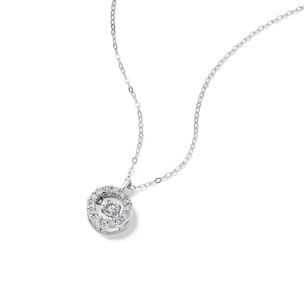 The Beat of Your Heart&reg; Circle Pendant Necklace in 10K White Gold (1/4 ct. tw.) – Image 4 of 4