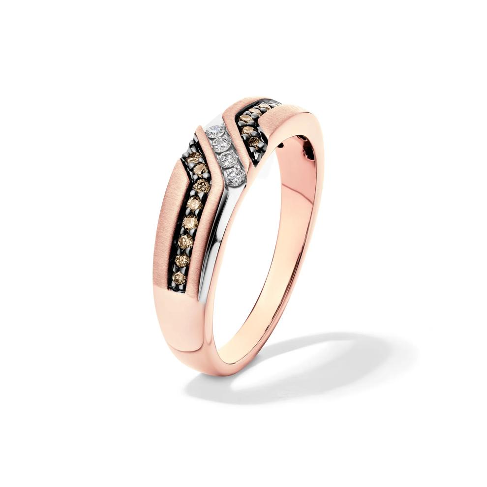 Men's Brown and White Diamond Ring in 10K Rose Gold (1/4 ct. tw.) – Image 4 of 4