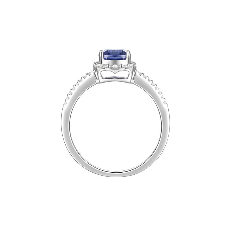 Cushion-Cut Tanzanite &amp; Diamond Ring in 14K White Gold &#40;1/8 ct. tw.&#41; – Image 2 of 3