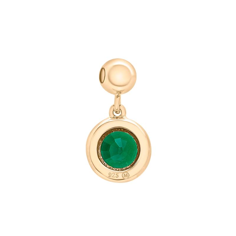 Lab-Created Emerald Birthstone Bead Charm in Vermeil – Image 3 of 3