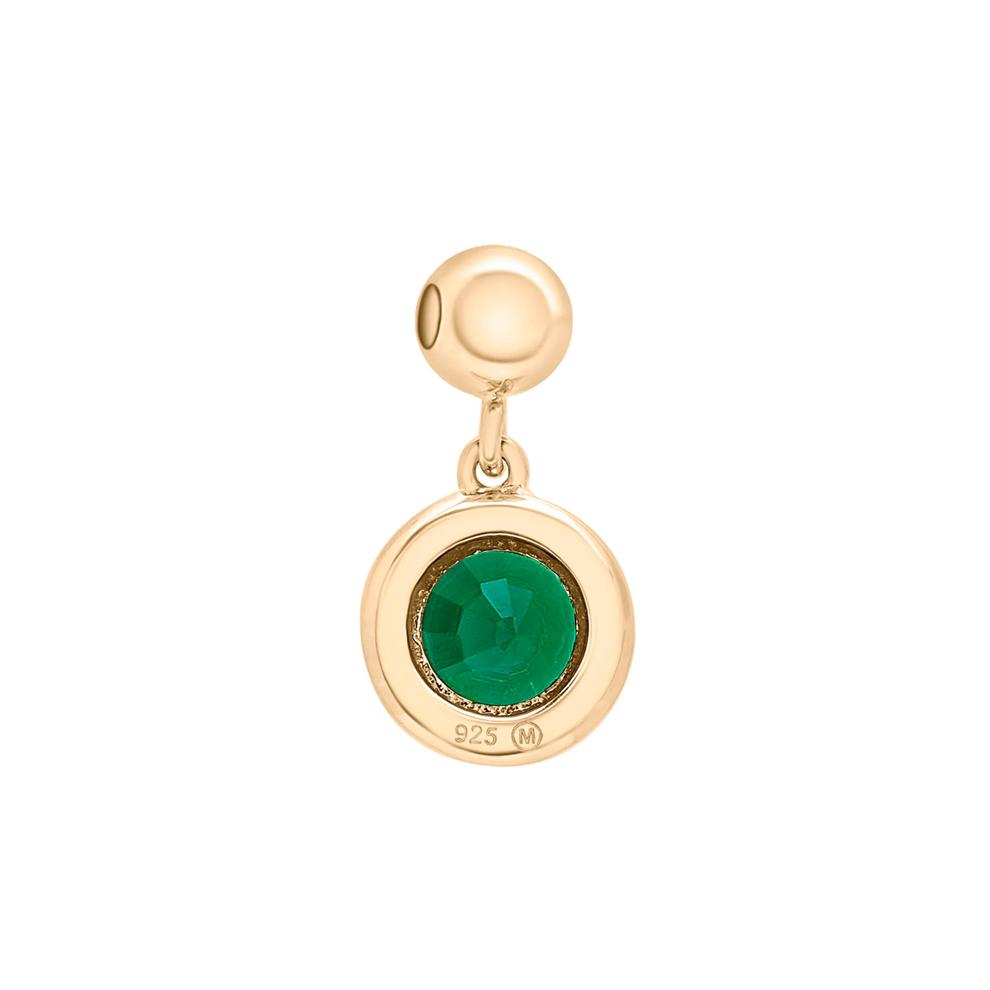 Lab-Created Emerald Birthstone Bead Charm in Vermeil – Image 3 of 3
