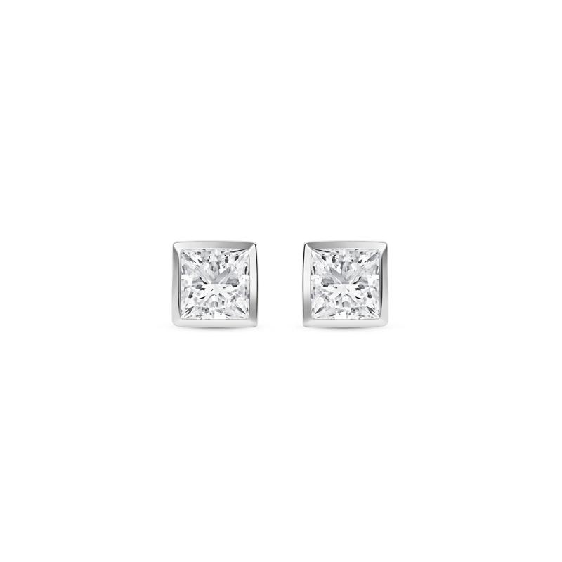 Lab Grown Diamond Princess-Cut Bezel-Set Solitaire Stud Earrings in 14K White Gold &#40;1/2 ct. tw.&#41; – Image 2 of 3
