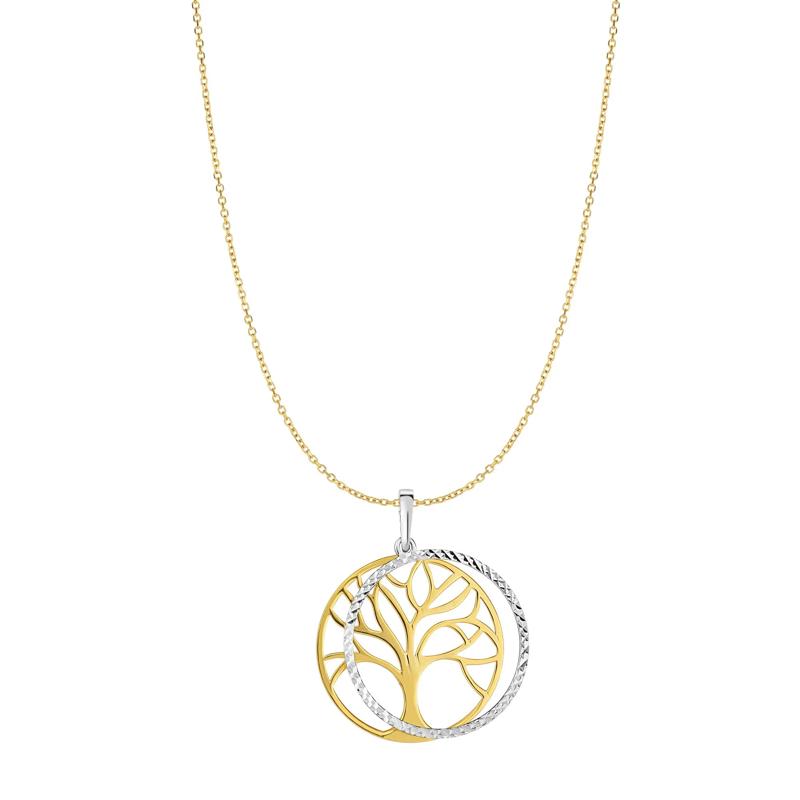 Tree of Life Disc Pendant in 14K White and Yellow Gold – Image 1 of 1