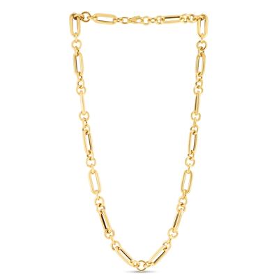 Polished Fancy Link Chain Necklace in 14K Yellow Gold, 18"