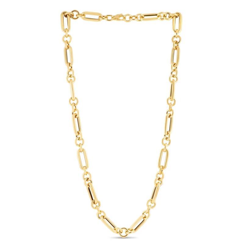 Polished Fancy Link Chain Necklace in 14K Yellow Gold, 18&quot; – Image 1 of 1