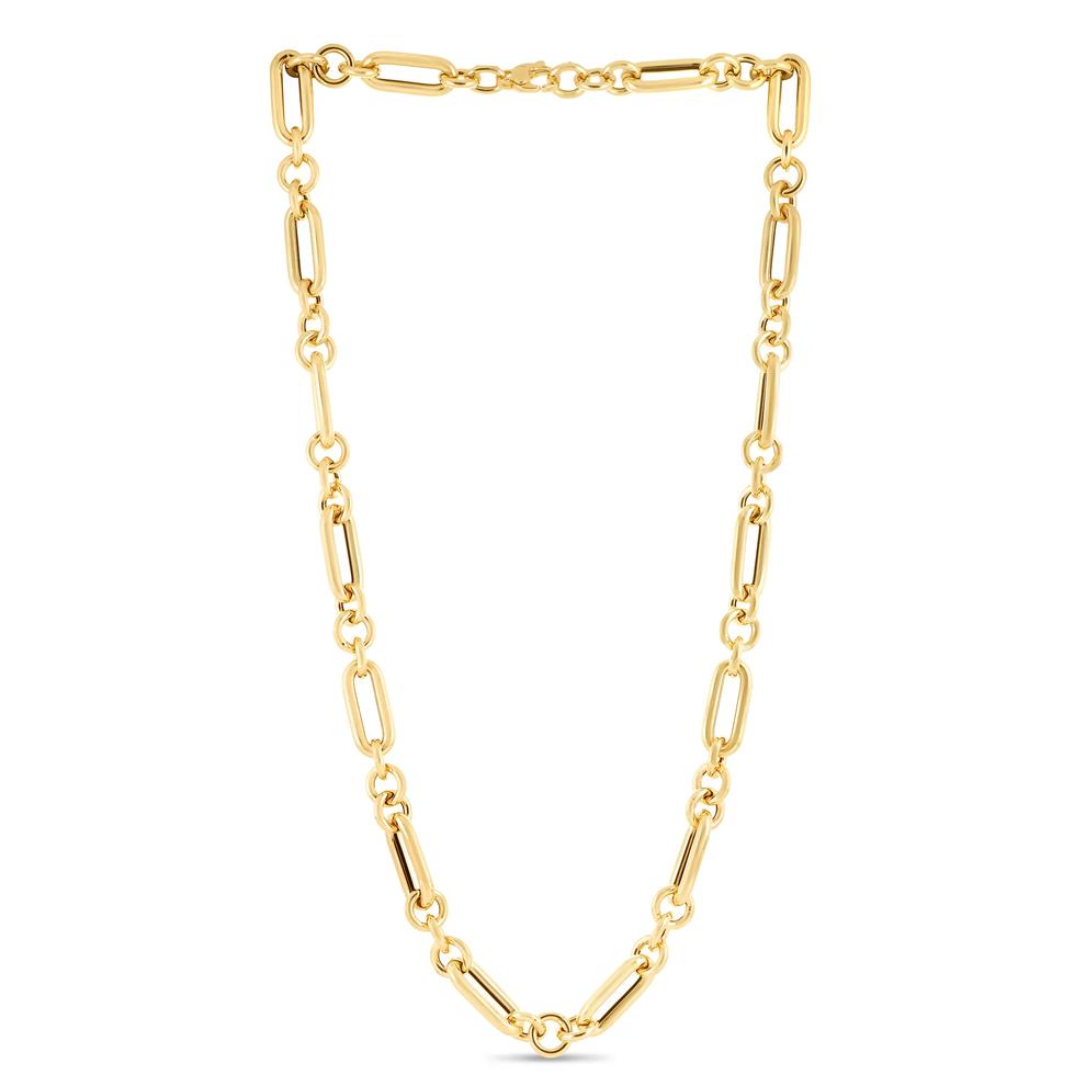 Polished Fancy Link Chain Necklace in 14K Yellow Gold, 18" – Image 1 of 1