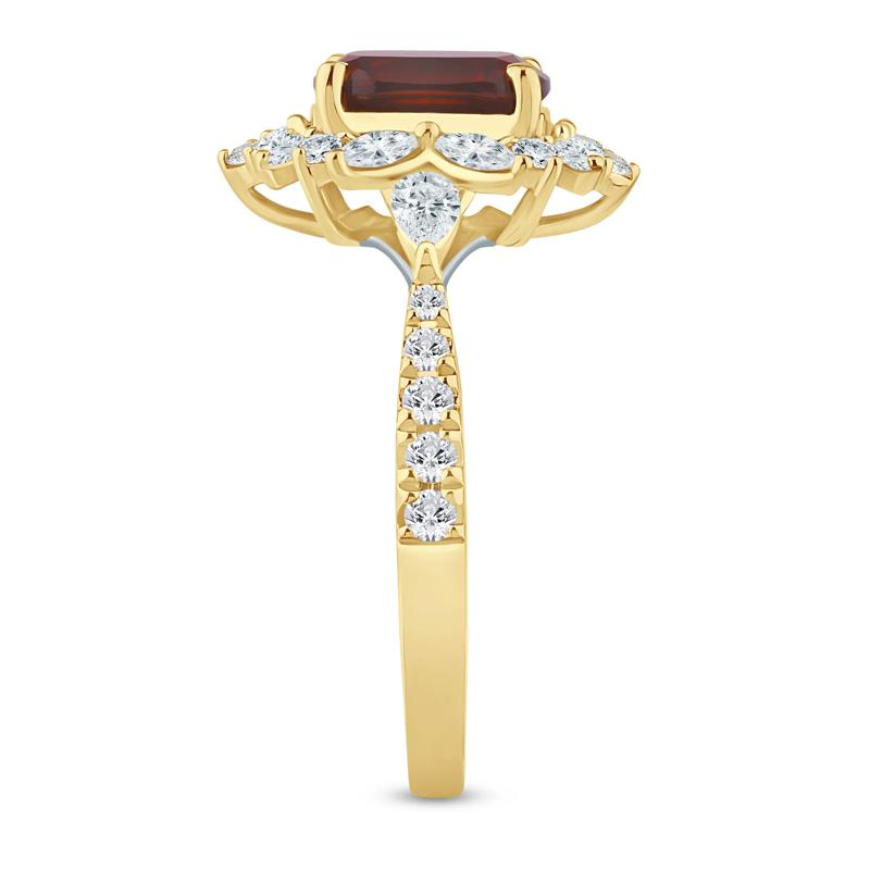 Willa Garnet and Diamond Halo Engagement Ring in 14K Yellow Gold &#40;3/4 ct. tw.&#41; – Image 3 of 3