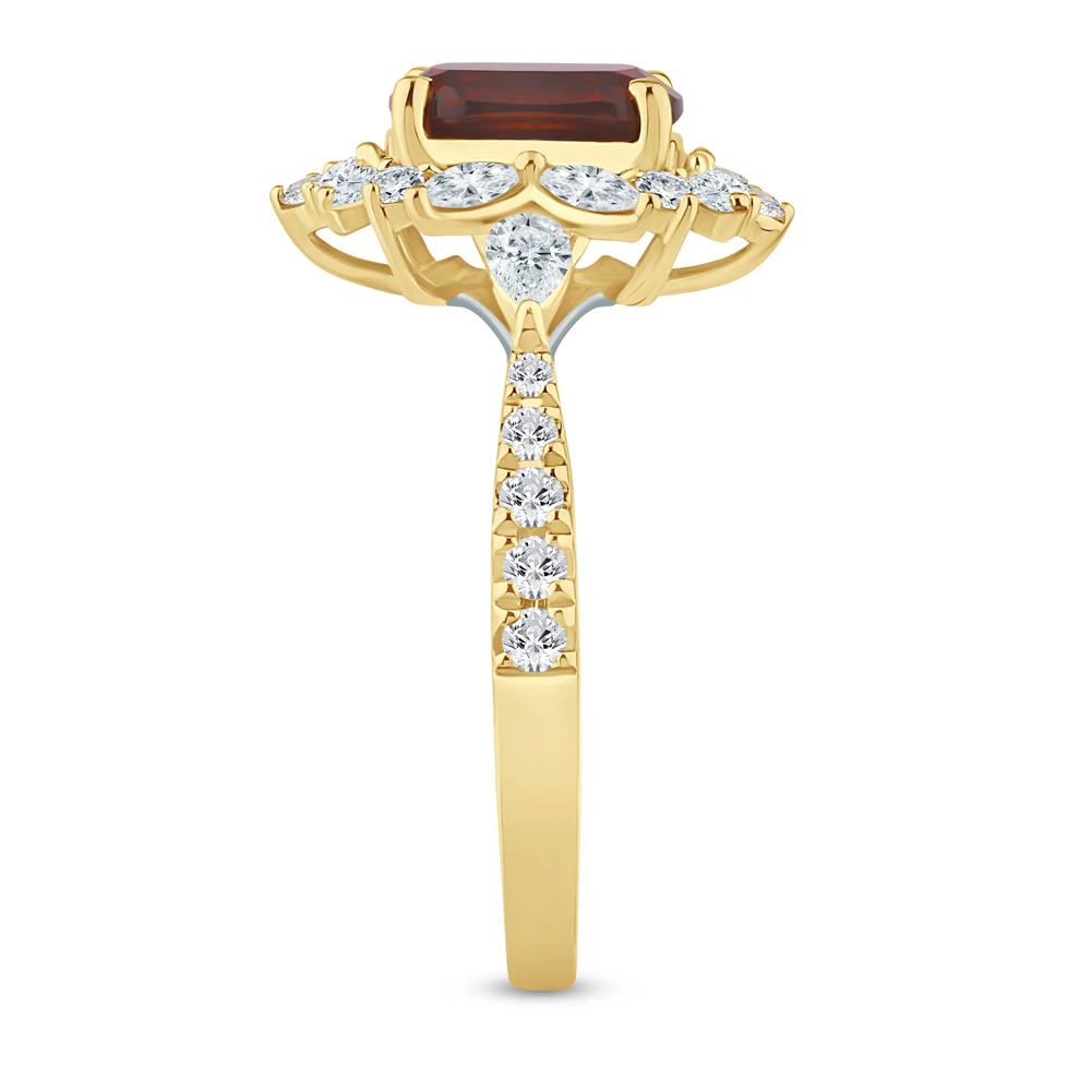 Willa Garnet and Diamond Halo Engagement Ring in 14K Yellow Gold (3/4 ct. tw.) – Image 3 of 3