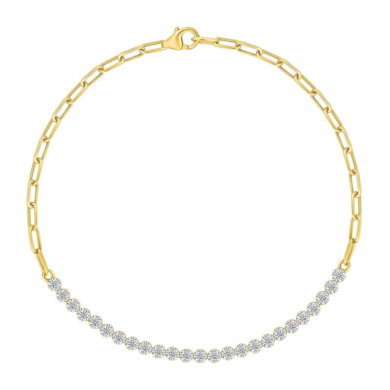 Diamond Paperclip Chain Tennis Bracelet in 10K Yellow Gold (1/2 ct. tw.) – Image 1 of 2