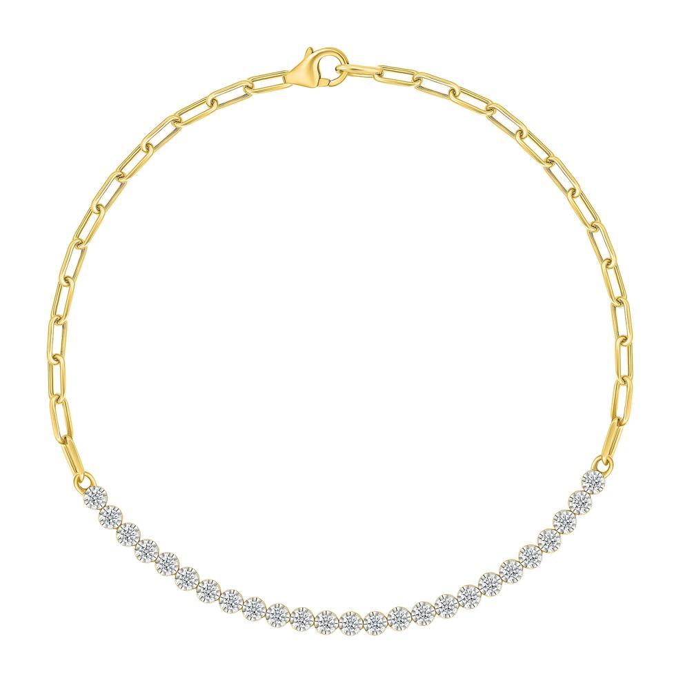 Diamond Paperclip Chain Tennis Bracelet in 10K Yellow Gold (1/2 ct. tw.) – Image 1 of 2
