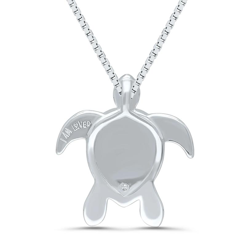 Diamond Accent Sea Turtle Pendant in Sterling Silver and 14 Rose Gold – Image 4 of 4
