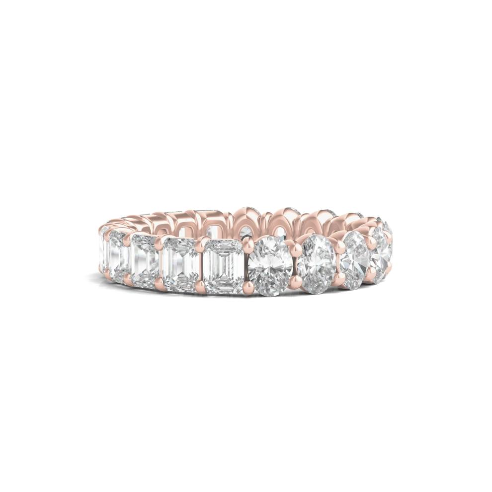 Oval and Emerald-Cut Diamond Eternity Band in 14K Rose Gold (4 ct. tw.) – Image 1 of 3