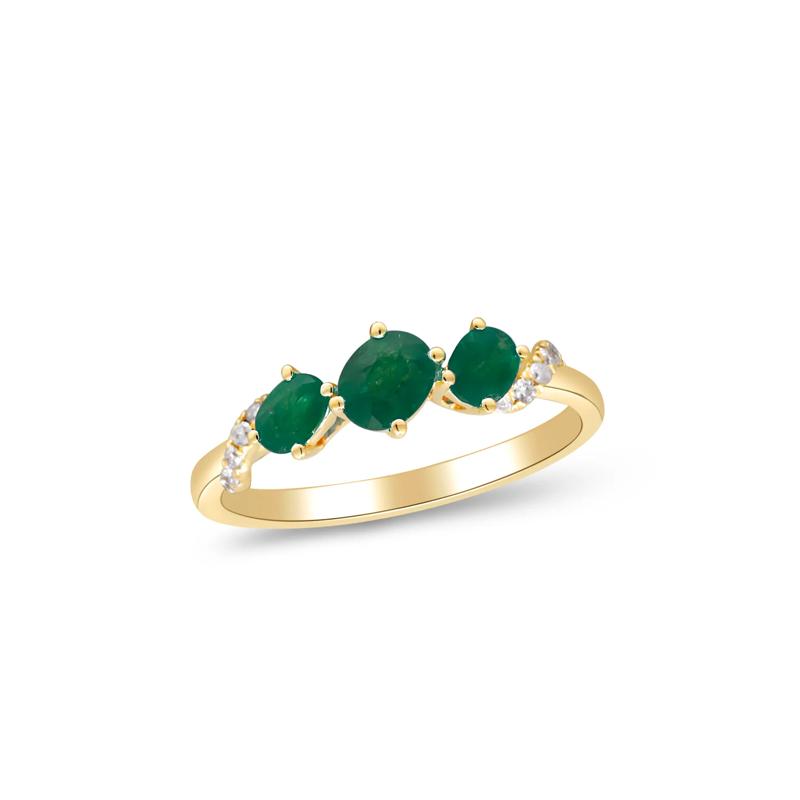 Emerald and Diamond Accent Ring in 10K Yellow Gold – Image 4 of 5