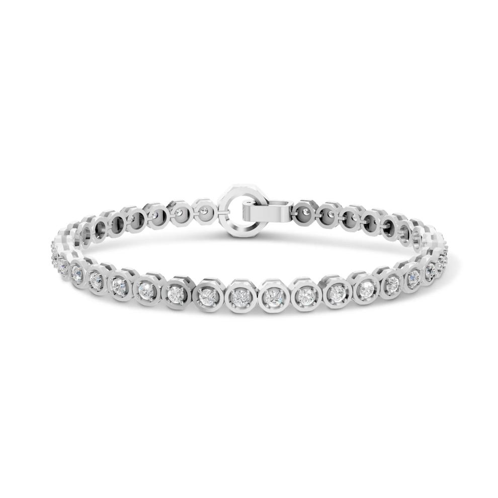 Men's Lab Grown Diamond Hex Nut Link Bracelet in Sterling Silver, 8" (4 ct. tw.) – Image 1 of 2