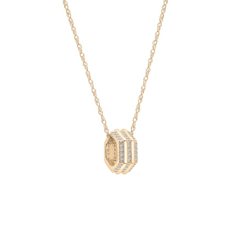 Diamond Hex Nut Pendant in 10K Yellow Gold &#40;1/5 ct. tw.&#41; – Image 2 of 4