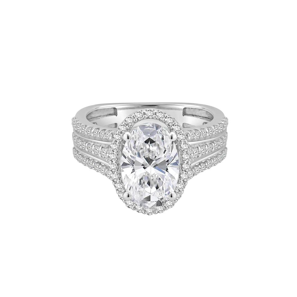 Lab Grown Diamond Oval Halo Engagement Ring in 14K White Gold (4 1/4 ct. tw.) – Image 1 of 4