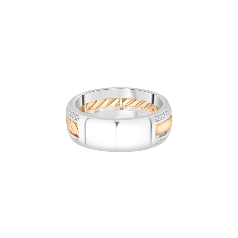 Men&#39;s Diamond Rope Twist Ring in Sterling Silver and 10K Yellow Gold &#40;1/2 ct. tw.&#41; – Image 4 of 5