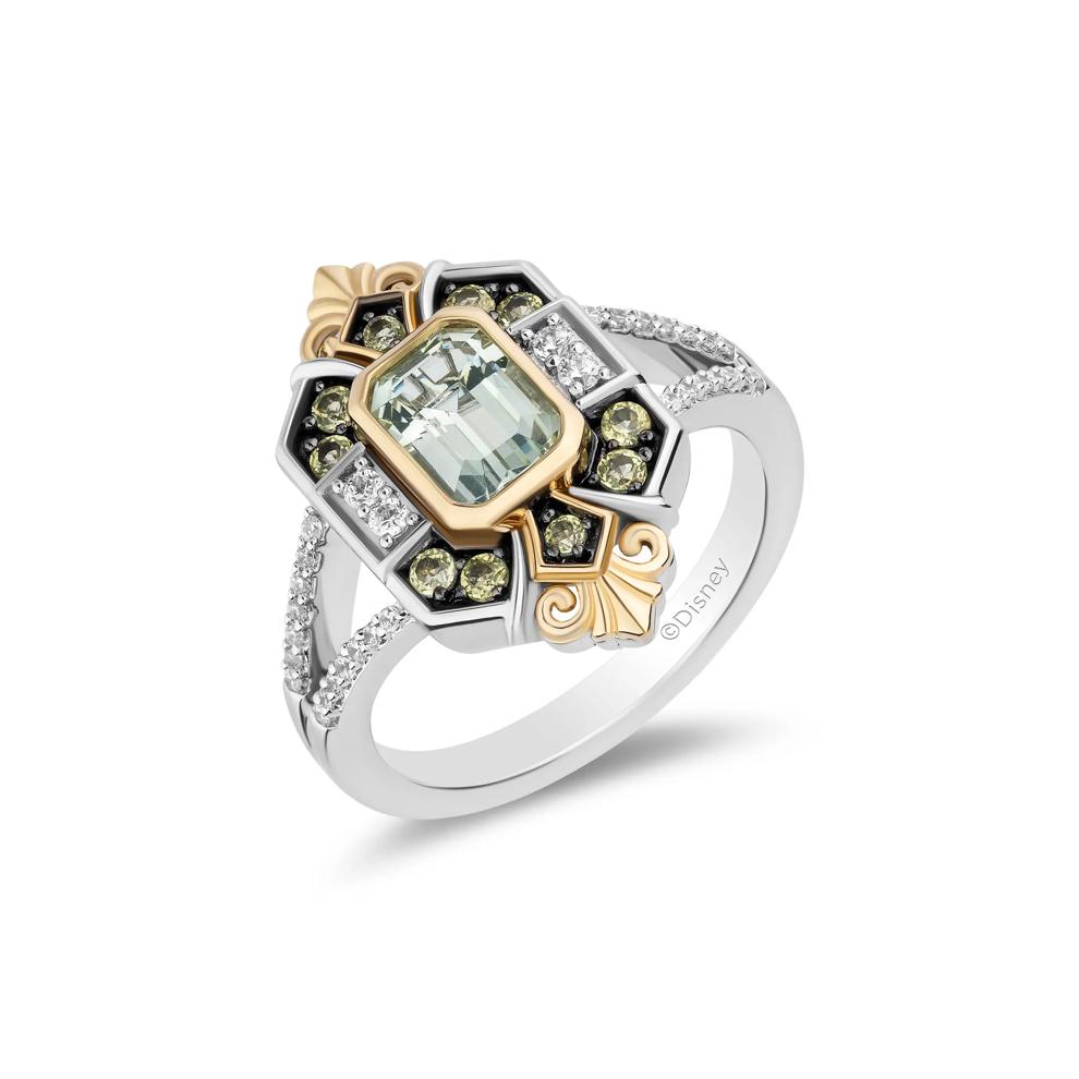 Princess Tiana Green Amethyst, Peridot and Diamond Ring in Sterling Silver and 10K Yellow Gold (1/7 ct. tw.) – Image 4 of 4