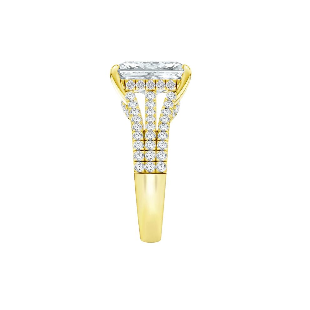 Lotus Lab Grown Diamond Radiant-Cut Engagement Ring in 18K Yellow Gold (4 3/4 ct. tw.) – Image 3 of 5