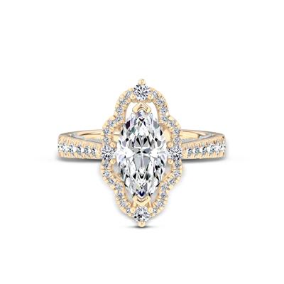 Lab Grown Diamond Scalloped Halo Engagement Ring in 14K Yellow & White Gold (2 5/8 ct. tw.)