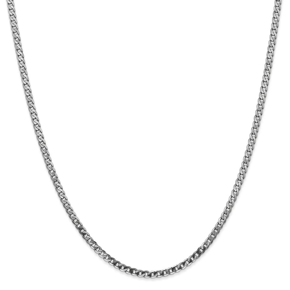 Solid Flat Beveled Curb Chain in 14K White Gold, 2.9MM, 24&rdquo; – Image 1 of 4