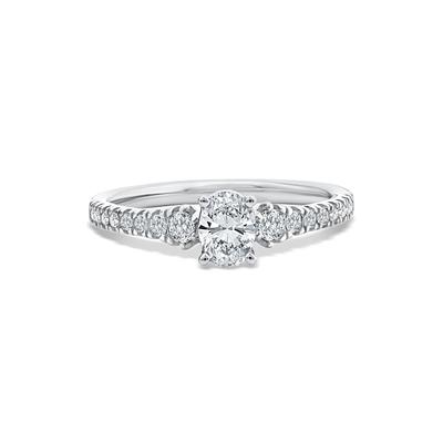 Diamond Oval Center Engagement Ring in 14K White Gold (3/4 ct. tw.)