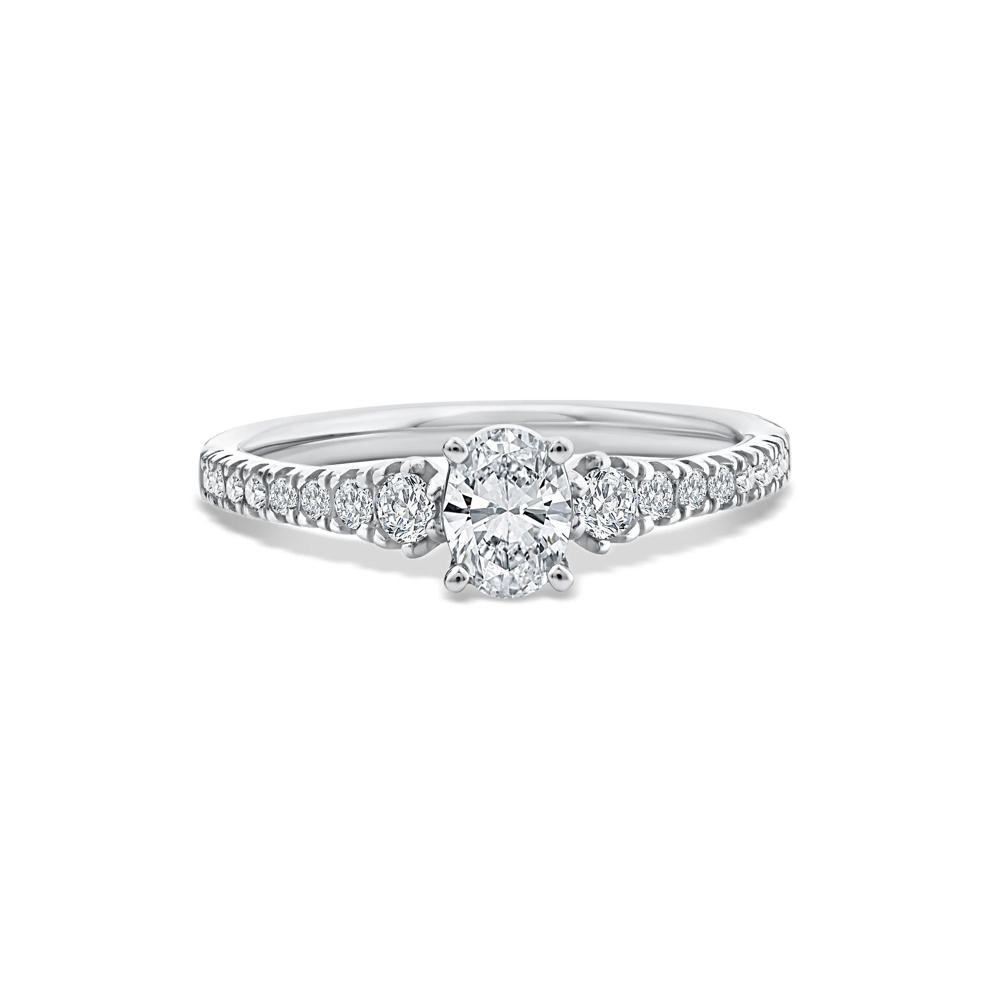 Diamond Oval Center Engagement Ring in 14K White Gold (3/4 ct. tw.) – Image 1 of 4