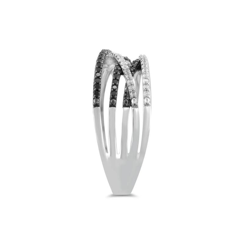 Black and White Crossover Band in Sterling Silver &#40;1/3 ct. tw.&#41; – Image 3 of 5
