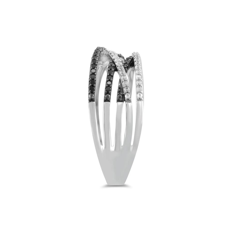 Black and White Crossover Band in Sterling Silver (1/3 ct. tw.) – Image 3 of 5