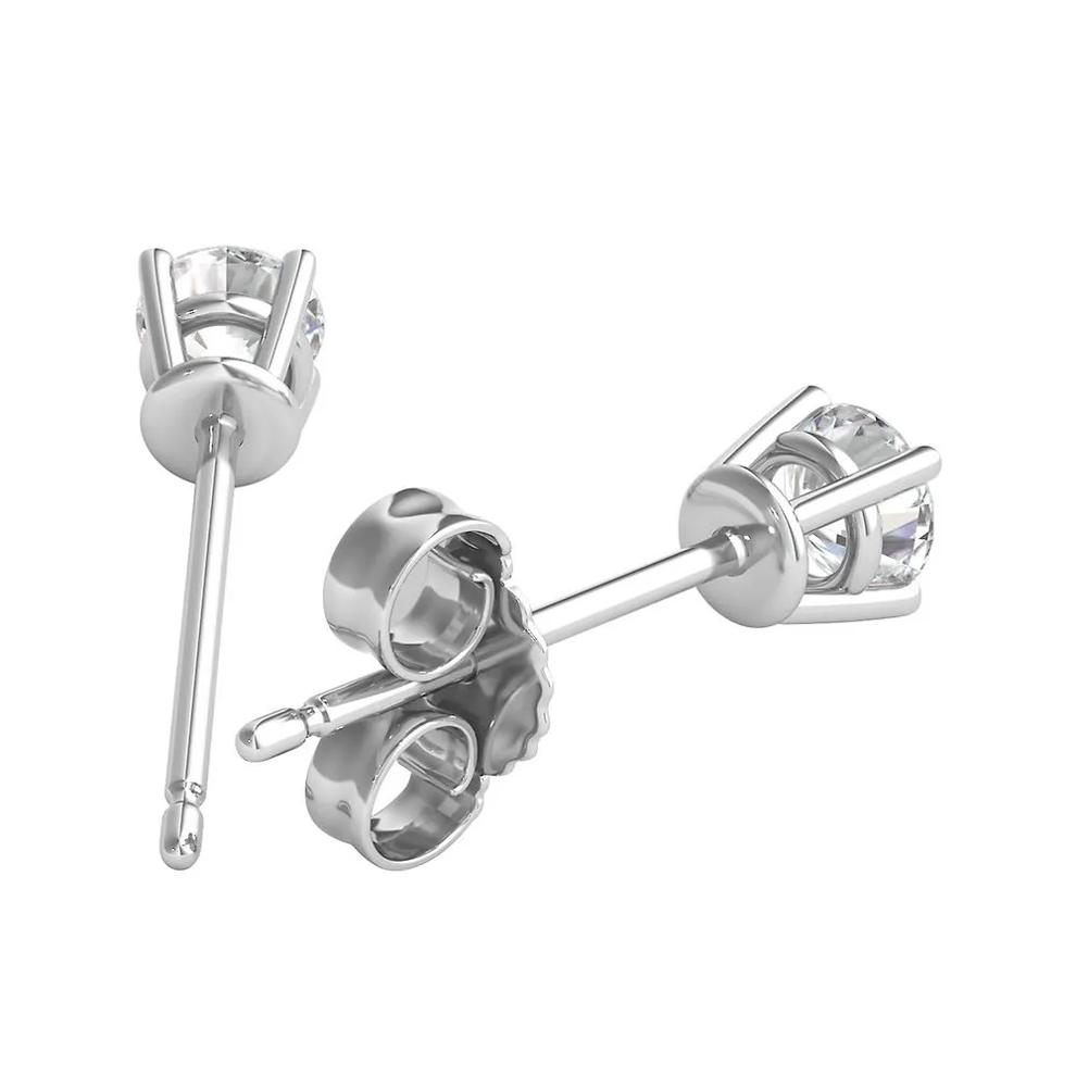 Diamond Round Solitaire Stud Earrings in 14K White Gold (1/3 ct. tw.) – Image 3 of 4