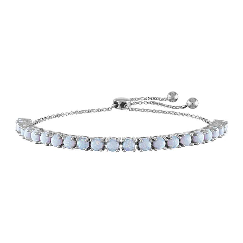Lab Created Opal Bolo Bracelet in Sterling Silver  – Image 1 of 2